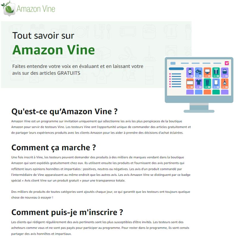 Plateforme testeur Amazon Vine